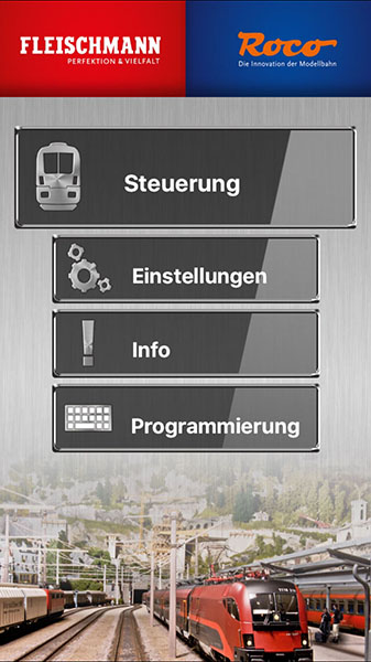 z21-App starten und auf Einstellungen klicken 